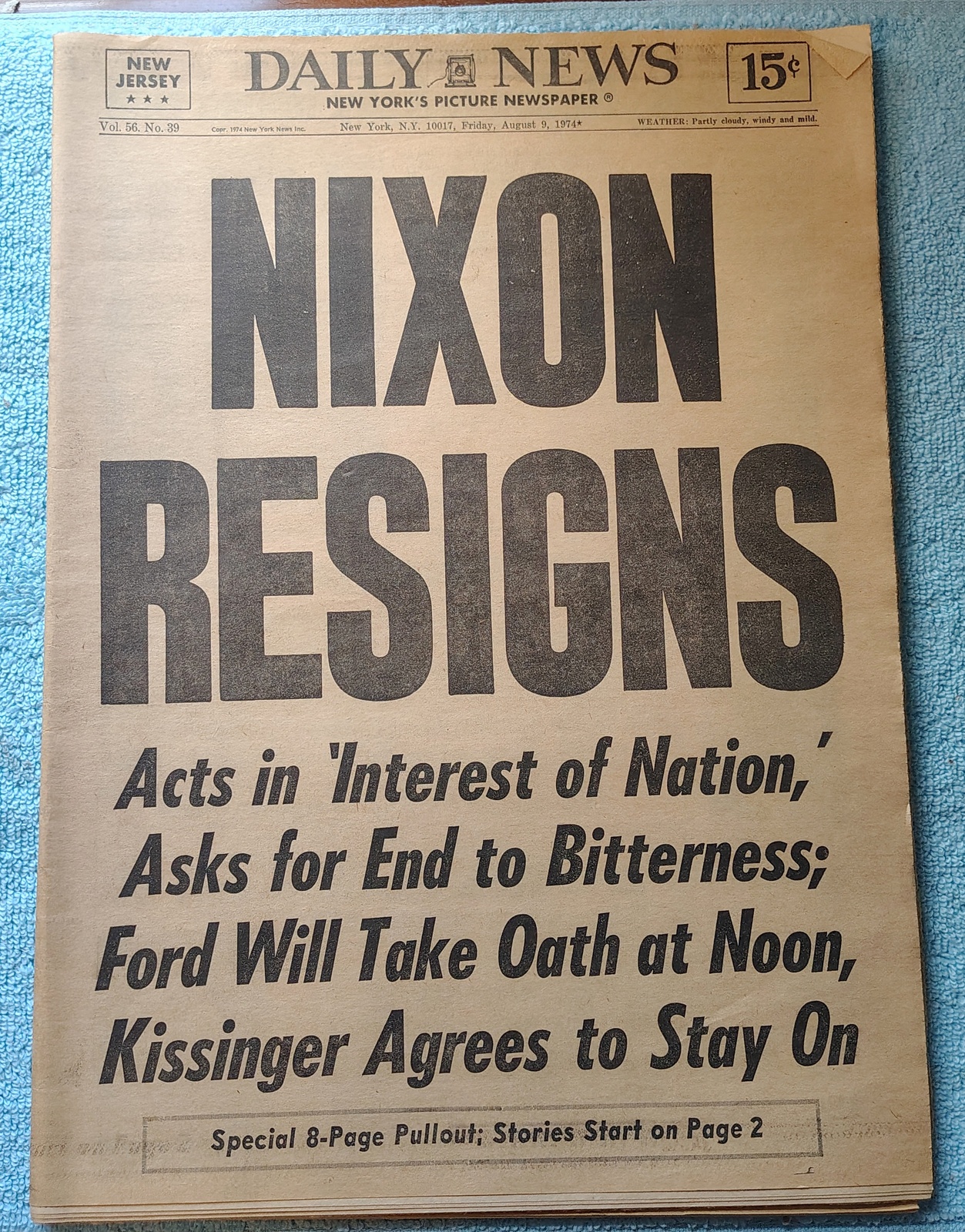 New York Daily News 9 August 1974 Nixon Resigns Special Pullout Toyota Celica Ad - Image 2