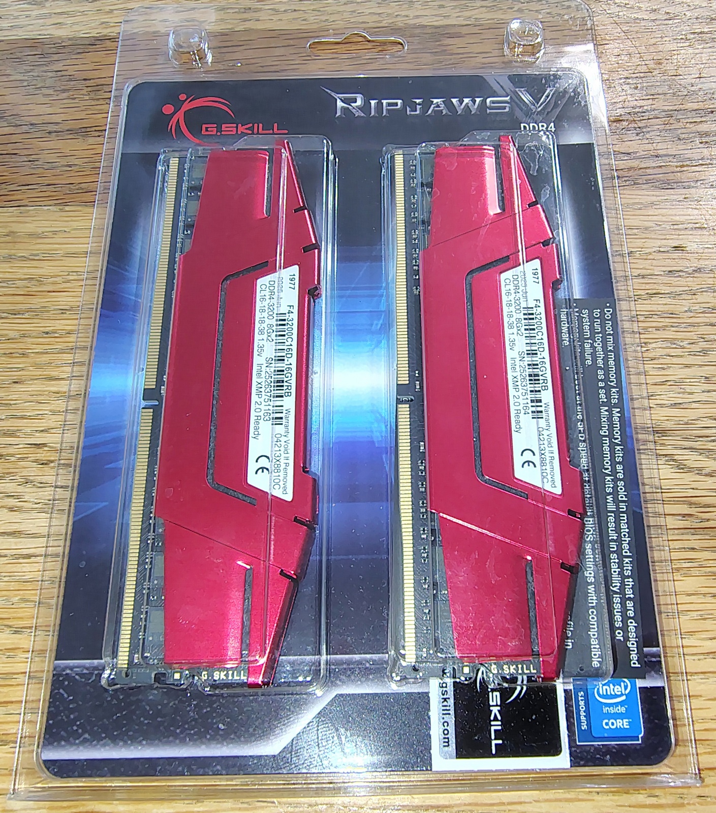 G.Skill Ripjaws V 16GB Kit, 2 x 8GB DDR4-3200 F4-3200C16D-16GVRB Memory RAM 2025