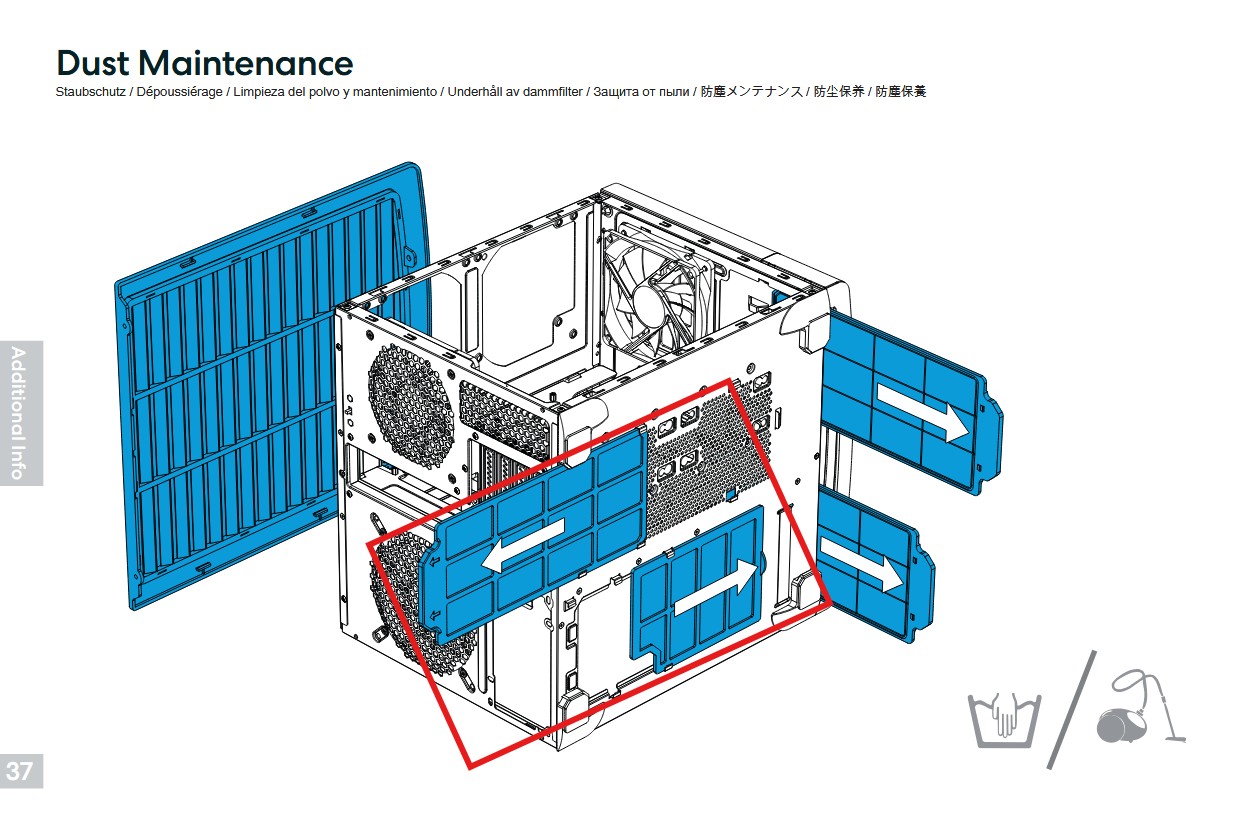 Set of 2 Bottom Black Plastic Dust Filters for Fractal Design Node 804 PC Case - Image 11