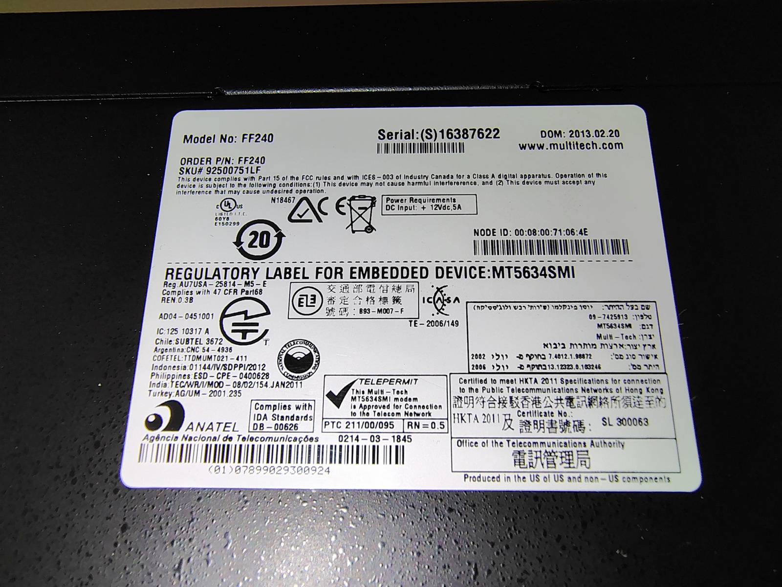 Multitech FaxFinder FF240 2-Port Network Fax Server w/ 1U Rack Mount Brackets - Image 13