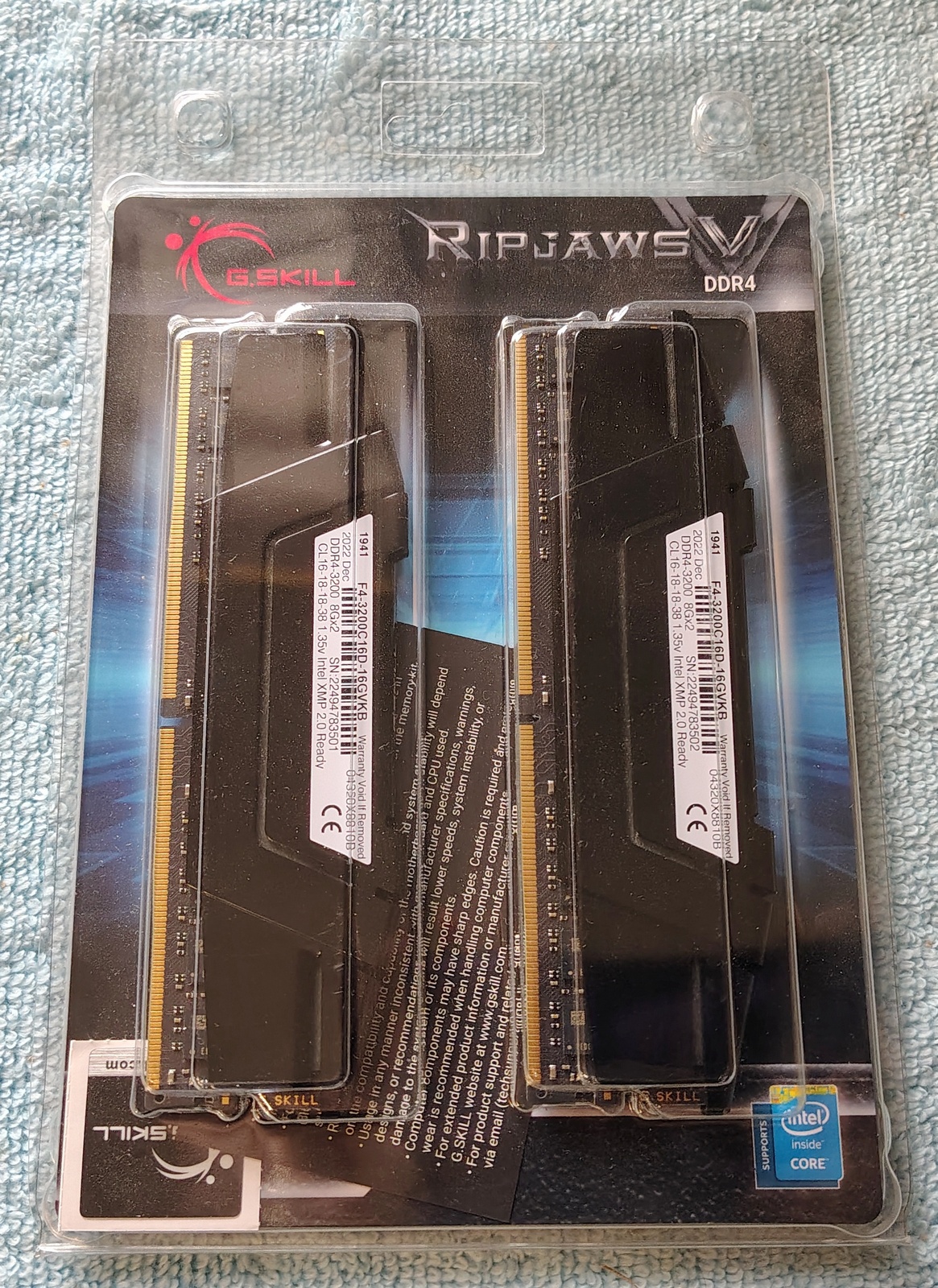 G.Skill Ripjaws V 16GB Kit, 2 x 8GB DDR4-3200 F4-3200C16D-16GVKB Memory RAM 2022
