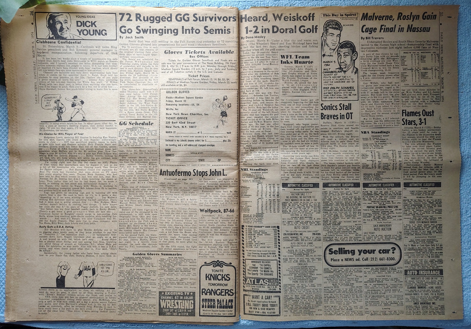 New York Daily News 9 March 1974 Colonels Vs Nets Julius Erving Nixon Streaking+ - Image 15