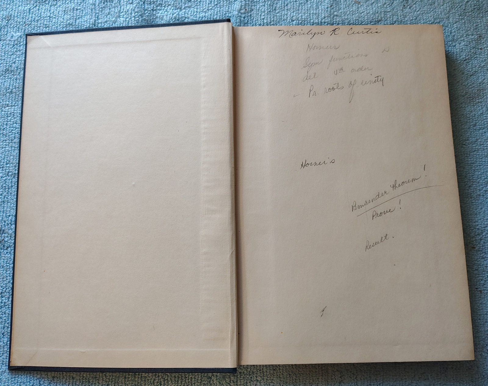 Elementary Theory of Equations Lovitt Hardcover Book 8th 1953 Marilyn Curtis - Image 4