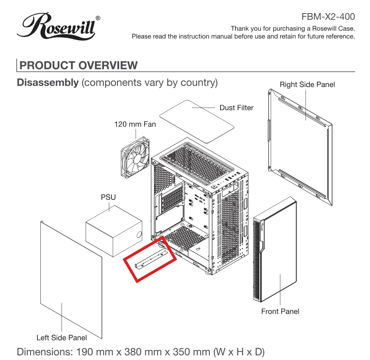 Rosewill FBM-X2-400-HELIX PSU Power Supply Mounting Support Bracket w/ Screws - Image 10