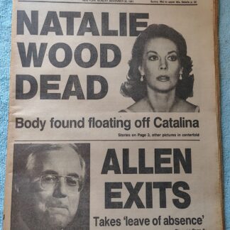 New York Daily News 30 November 1981 Natalie Wood Death Catalina NFL Jets Colts