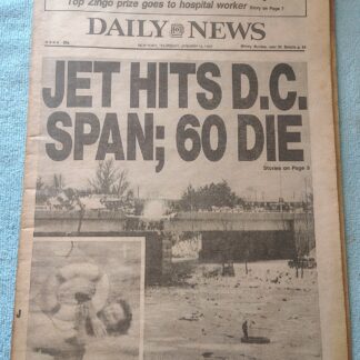 New York Daily News 14 January 1982 Air Florida Flight 90 Crash Washington DC ++