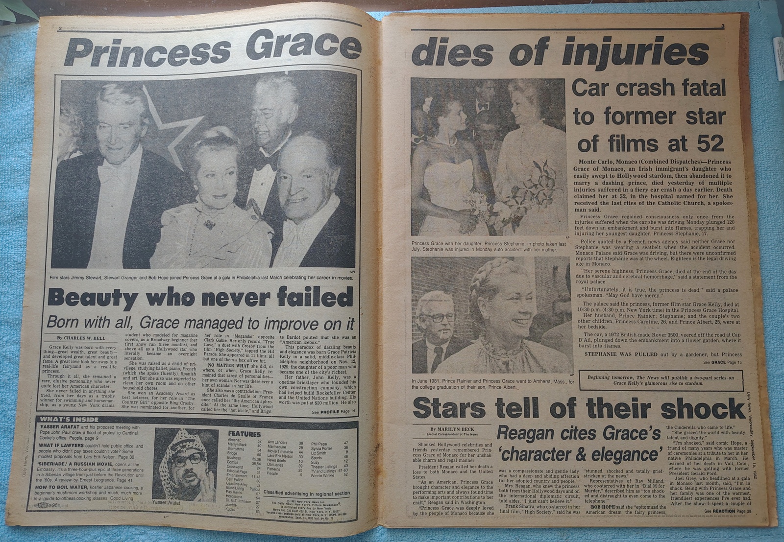 New York Daily News 15 September 1982 Princess Grace of Monaco Death Yankees ++ - Image 5