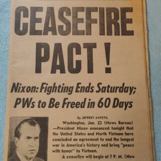 New York Daily News 24 January 1974 Vietnam War Ceasefire Joe Frazier George Foreman