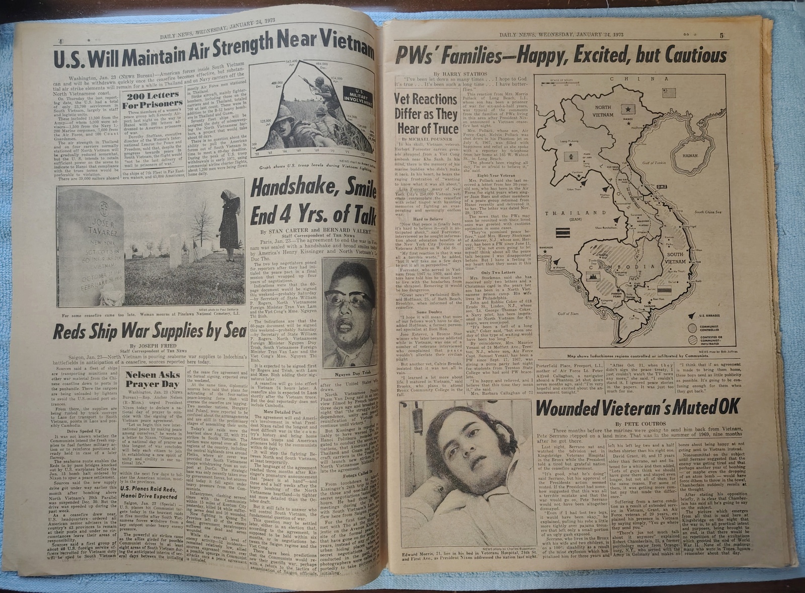 New York Daily News 24 January 1974 Vietnam War Ceasefire Joe Frazier George Foreman - Image 4