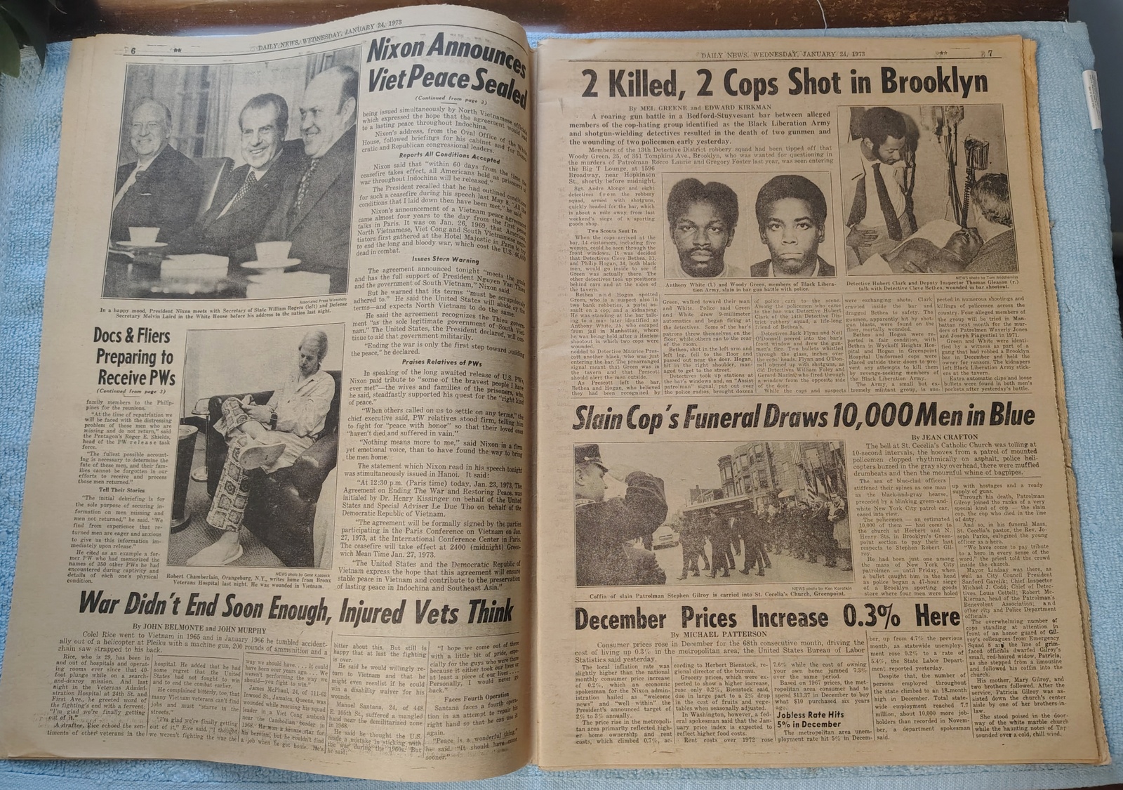 New York Daily News 24 January 1974 Vietnam War Ceasefire Joe Frazier George Foreman - Image 5