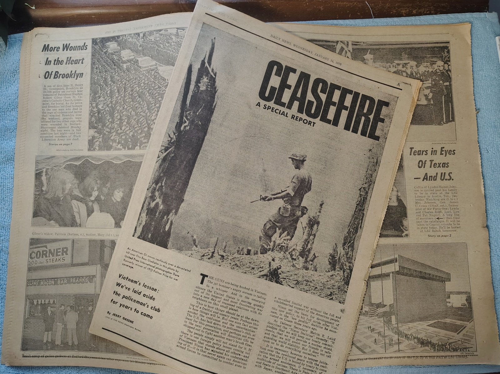 New York Daily News 24 January 1974 Vietnam War Ceasefire Joe Frazier George Foreman - Image 8