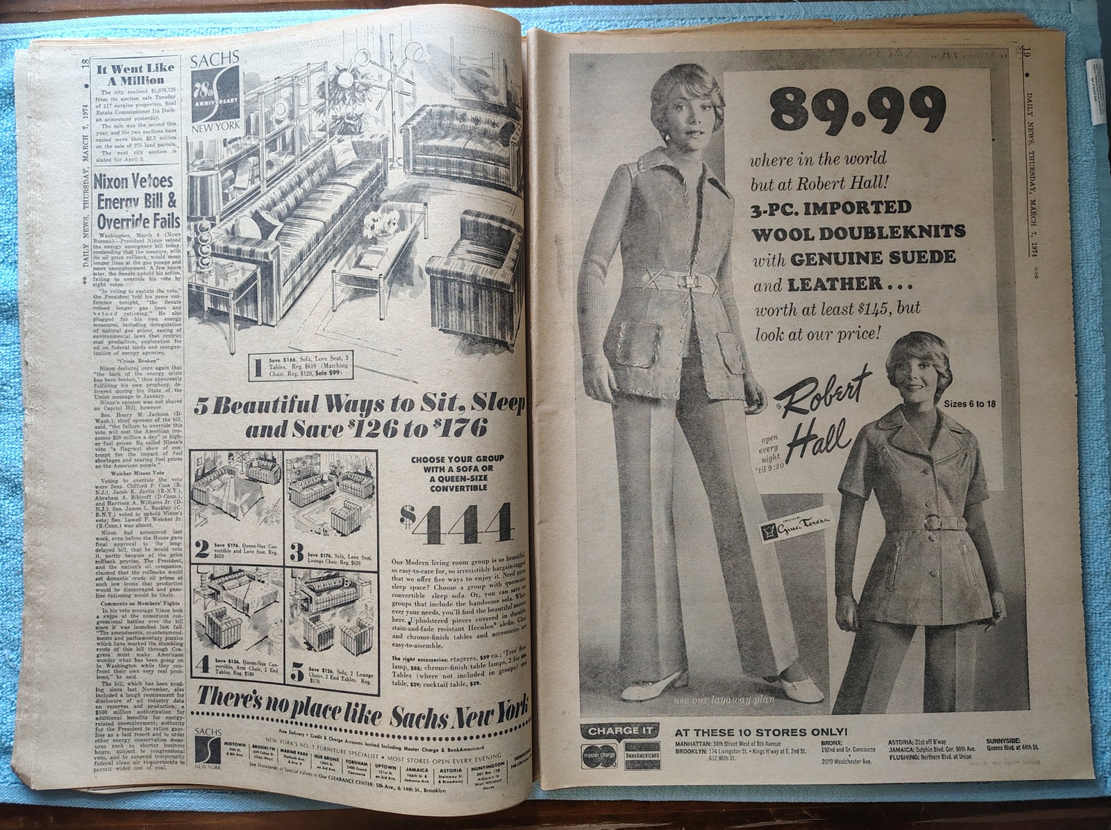New York Daily News 7 March 1974 President Nixon Denies Hush Money Rangers Hawks - Image 9