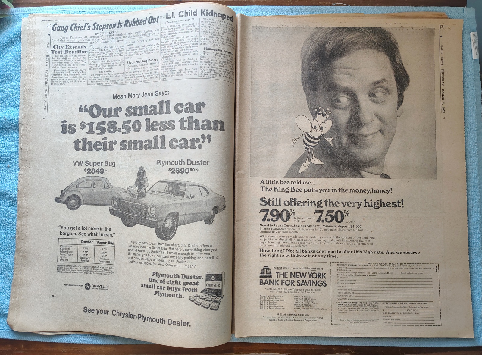 New York Daily News 7 March 1974 President Nixon Denies Hush Money Rangers Hawks - Image 10