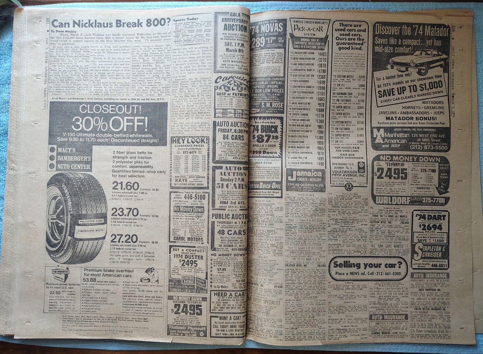 New York Daily News 7 March 1974 President Nixon Denies Hush Money Rangers Hawks - Image 21