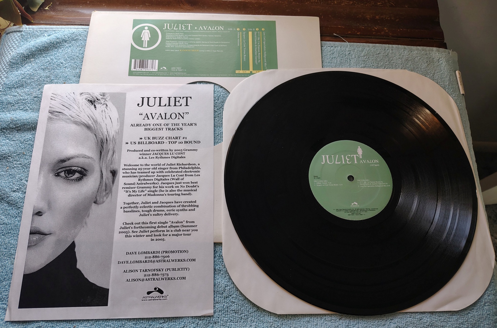 Juliet Avalon Promo Single Electronic House Club Vinyl Record 12" 33RPM 2005