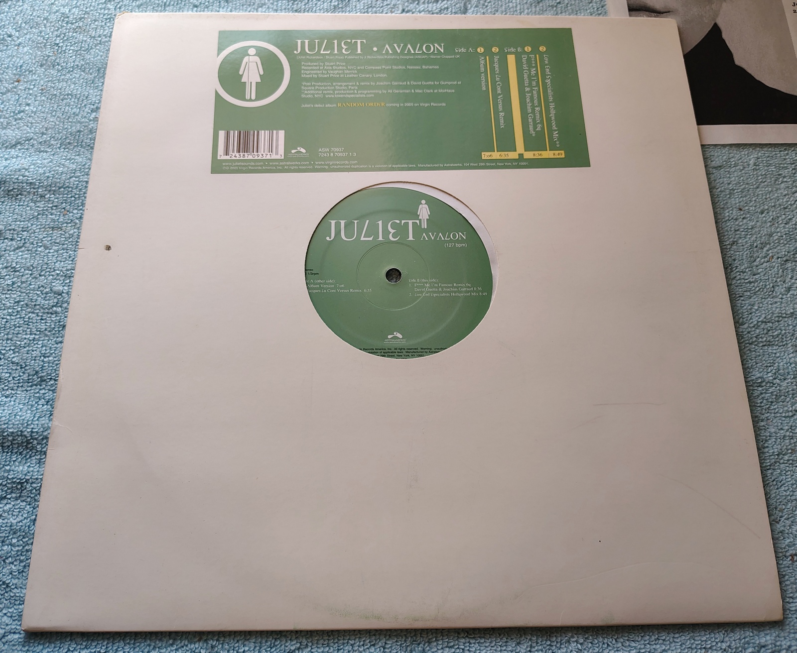 Juliet Avalon Promo Single Electronic House Club Vinyl Record 12" 33RPM 2005 - Image 7