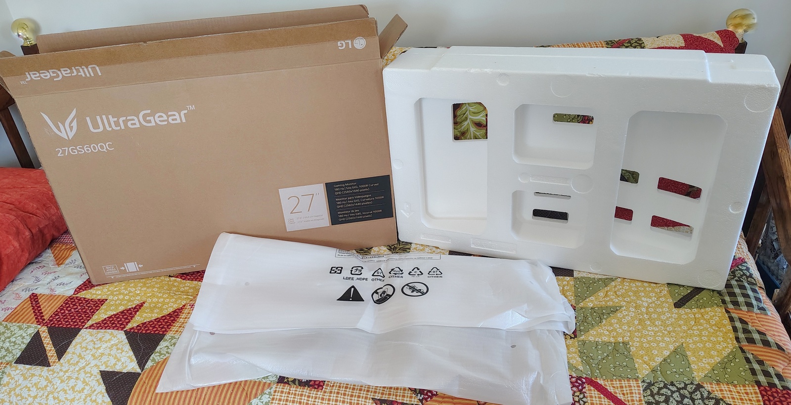 Original Shipping Box, Bag, Packing Foam for LG 27" 27GS60QC-B Monitor 2024