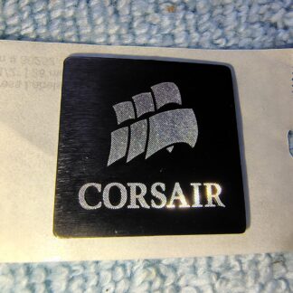 Black Corsair 1" Inch Square Vengeance C70 Case Badge Sticker w/ Ship Logo