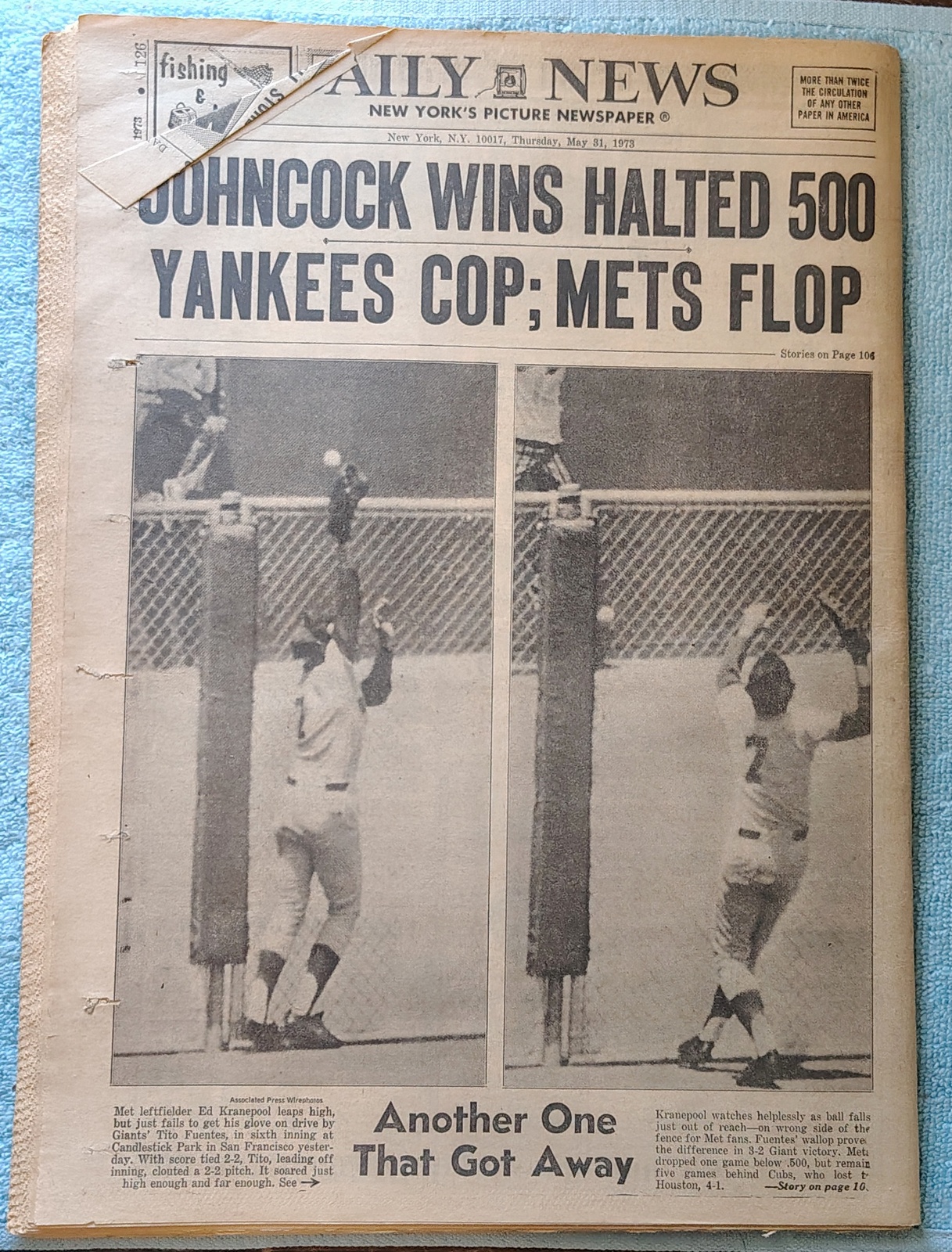 New York Daily News 31 May 1973 Indianapolis 500 Crash Fat Tony Mob Boss Indict - Image 3