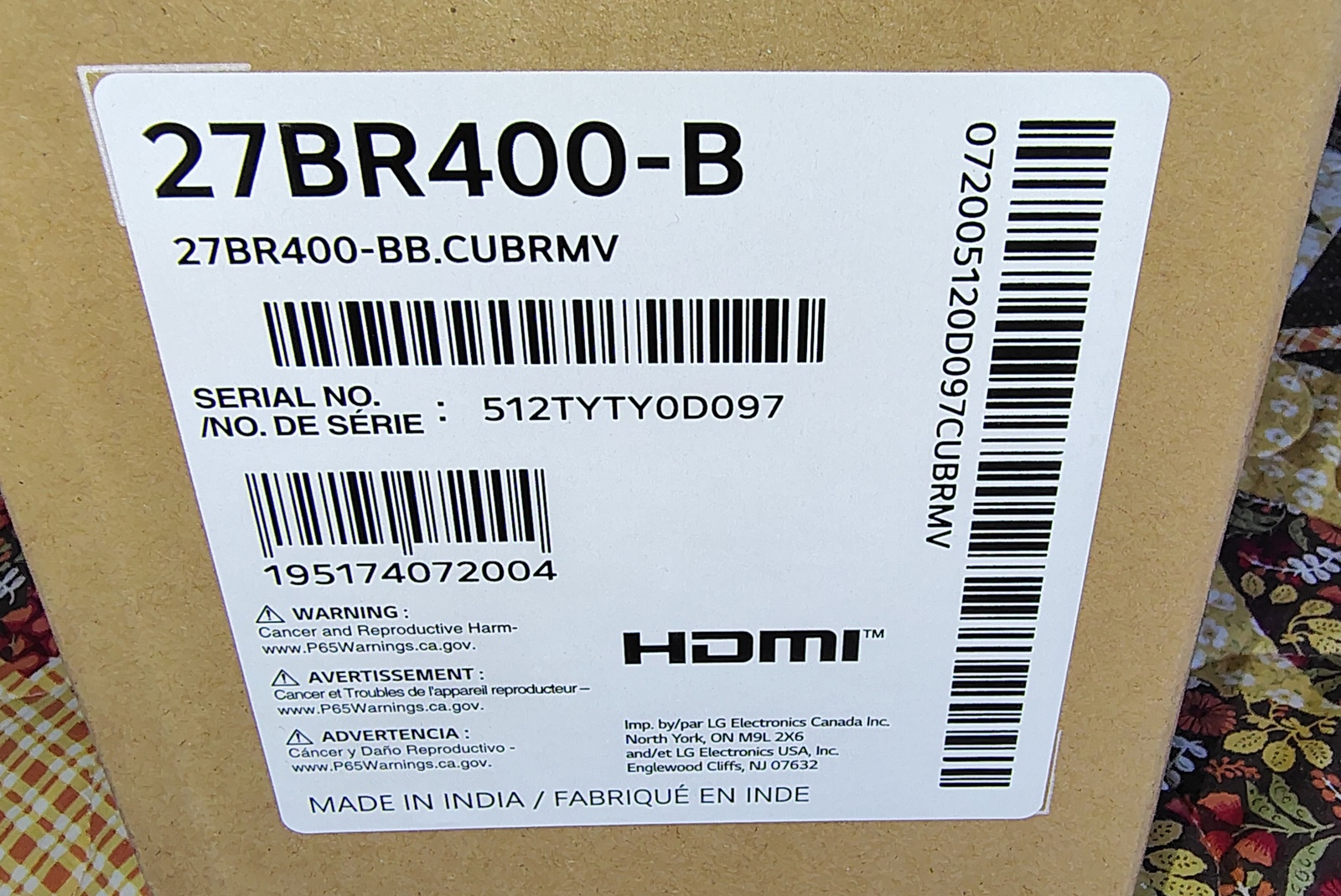 LG 27BR400 Original Box & Packing Foam ONLY – 27” Monitor Shipping Box (2025) - Image 13