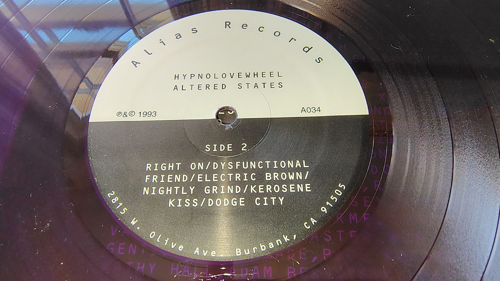 Hypnolovewheel – Altered States LP Purple Vinyl 1993 Alias Records - Image 6