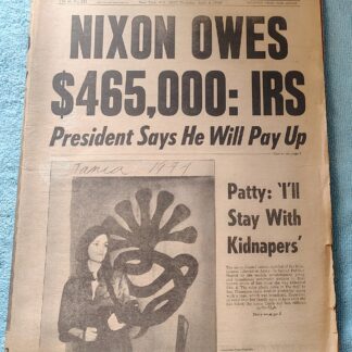 New York Daily News April 4 1974 Newspaper Nixon Owes Taxes Patty Hearst SLA