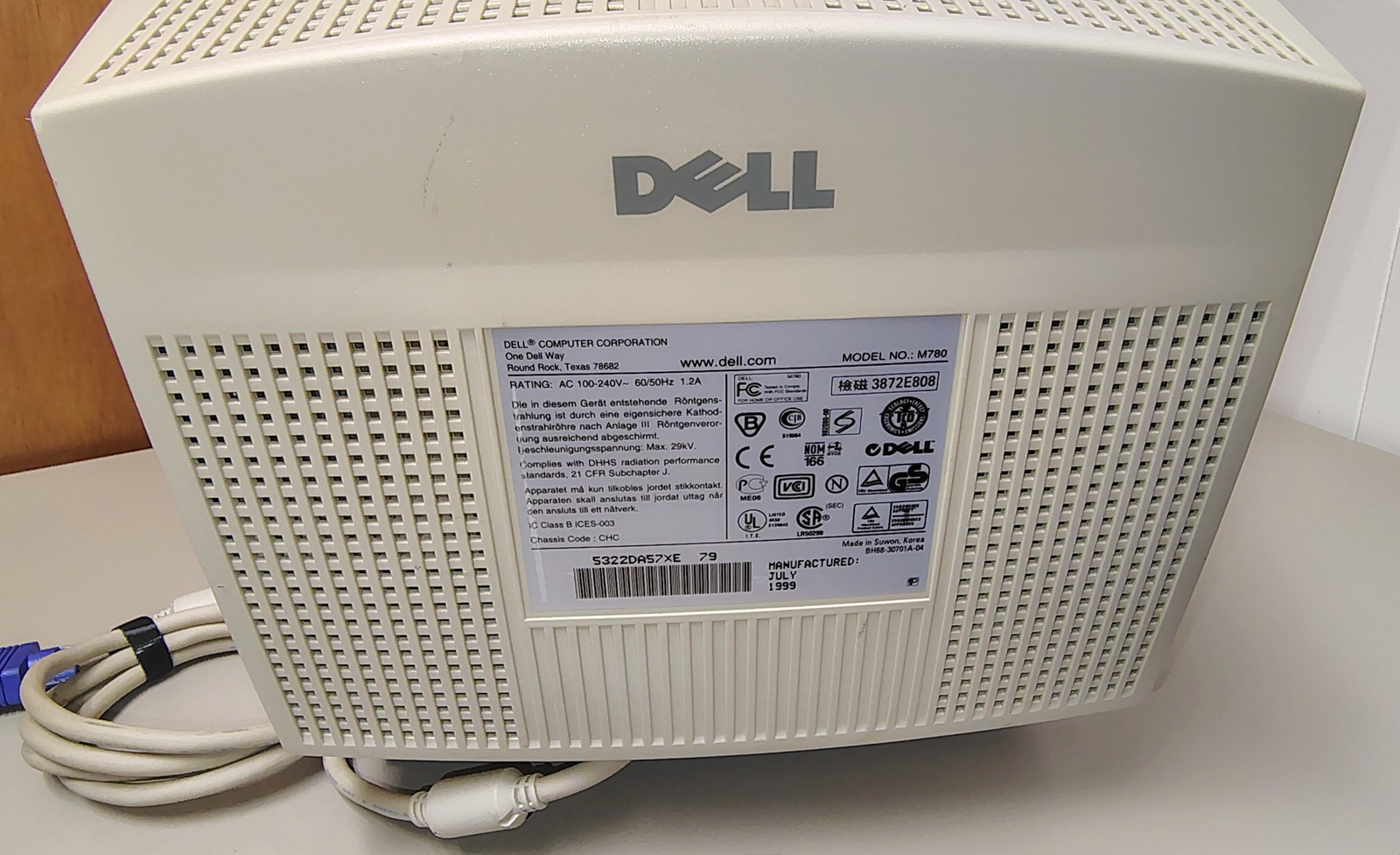 Vintage Dell M780 CRT Monitor 17" VGA Beige – Tested Working (1999) – Retro Gaming / XP - Image 13