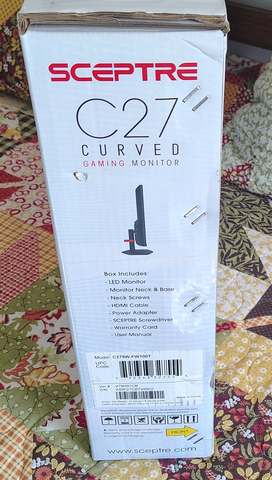 Sceptre C27 Monitor Box & Packaging ONLY C275W-FW100T (No Monitor) - Image 13