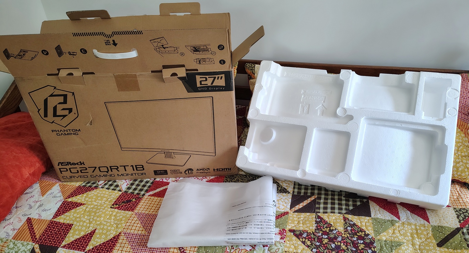 Genuine ASRock PG27QRT1B 27" Monitor Box & Foam Packaging Set Serial 5643 OEM
