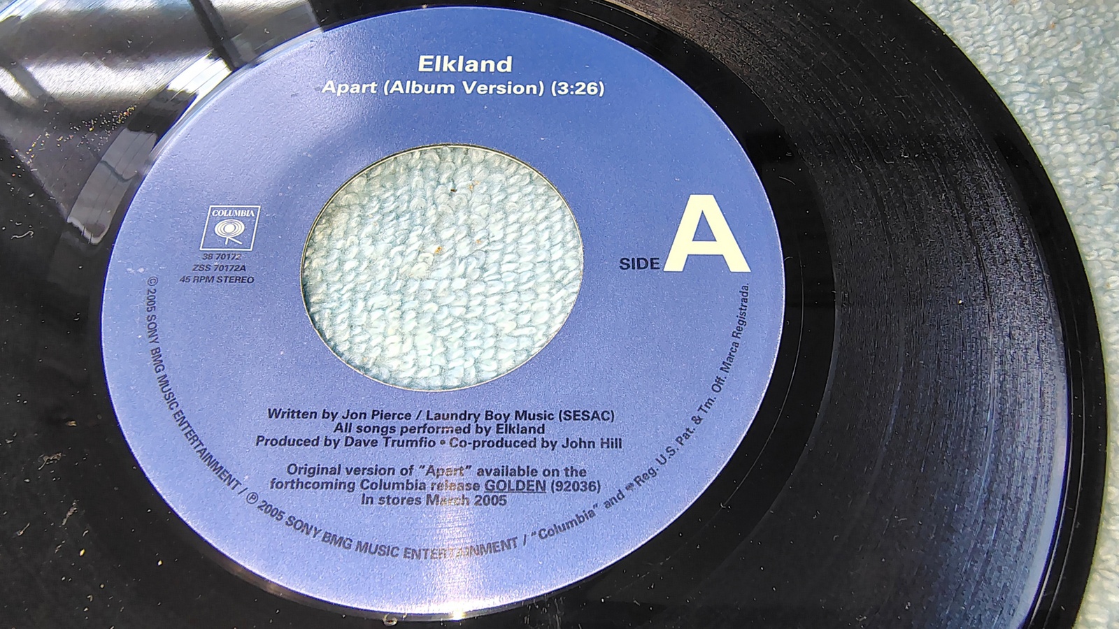 Elkland Apart Promo 7" Vinyl Single 45 RPM Columbia 2005 Jacknife Lee Remix - Image 3