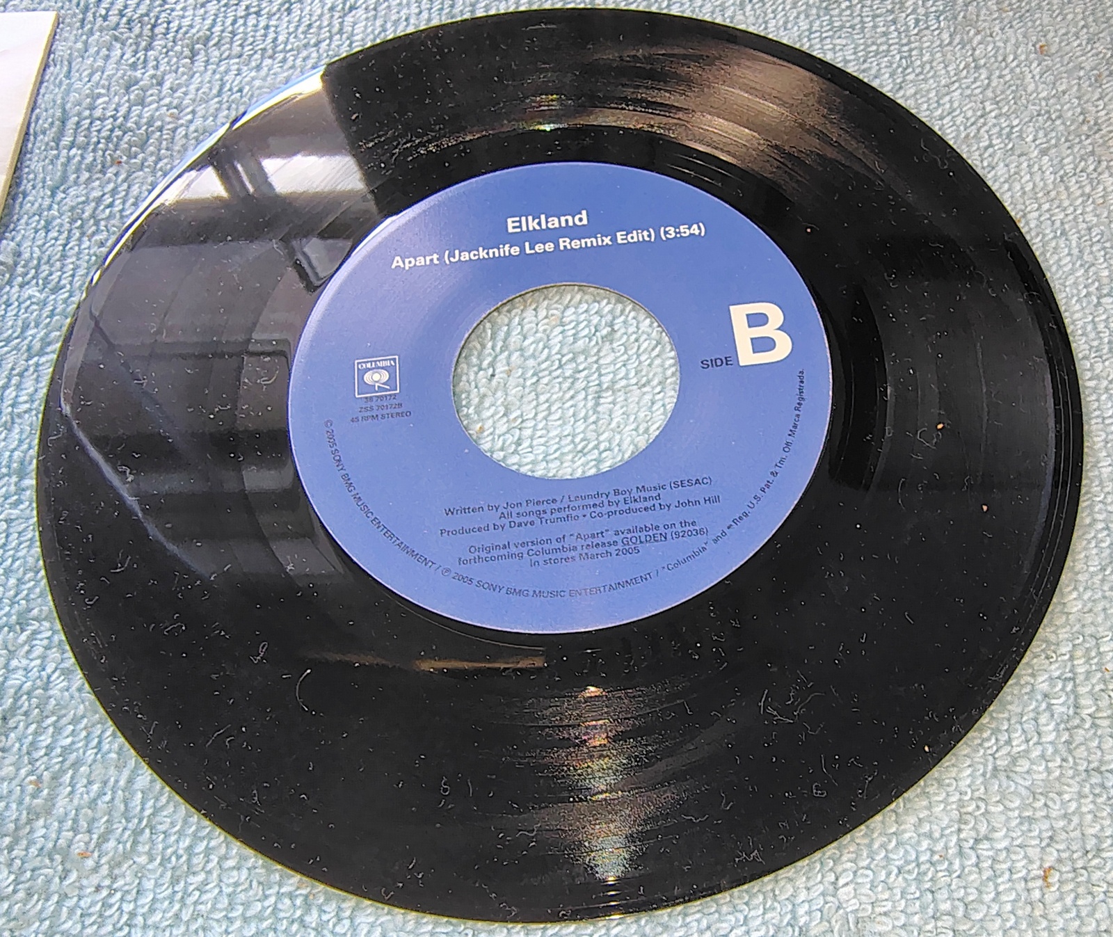 Elkland Apart Promo 7" Vinyl Single 45 RPM Columbia 2005 Jacknife Lee Remix - Image 4