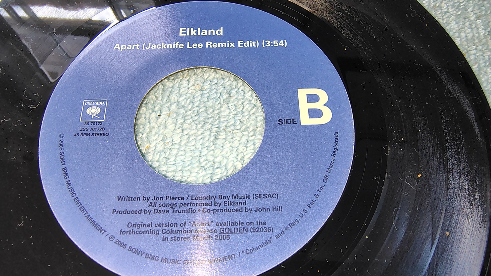 Elkland Apart Promo 7" Vinyl Single 45 RPM Columbia 2005 Jacknife Lee Remix - Image 5