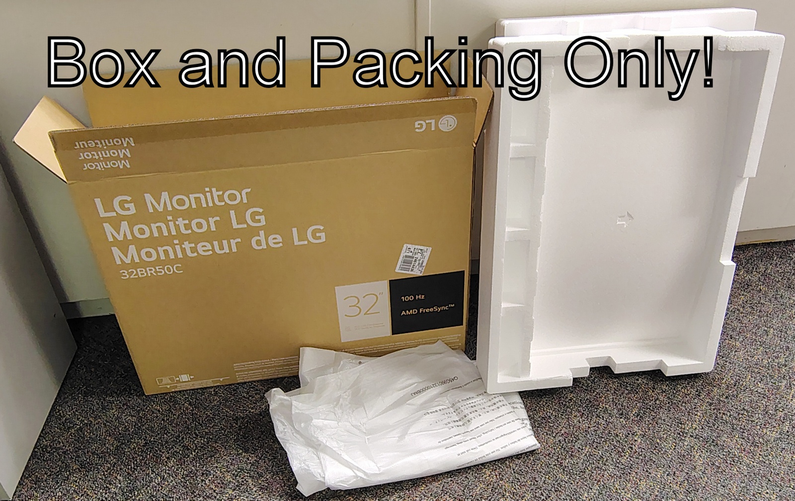 LG 32BR50C-B 32" Monitor Original OEM Box Foam Packaging Insert Set