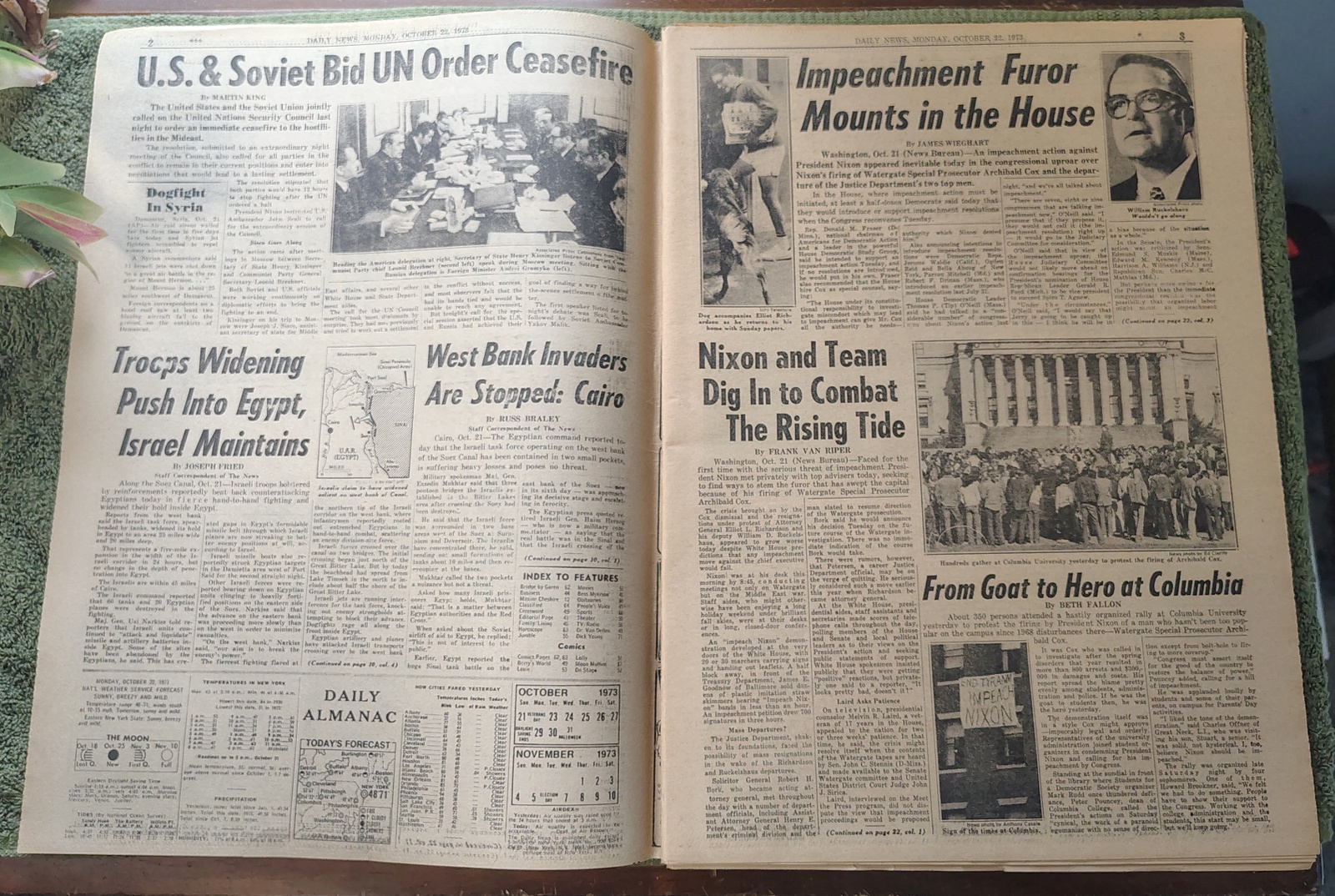 New York Daily News New Jersey Edition October 22 1973 Nixon Impeachment Watergate A's World Series - Image 3