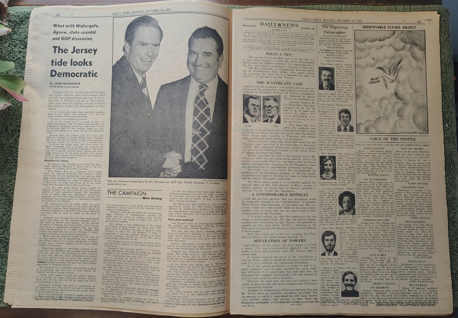 New York Daily News New Jersey Edition October 22 1973 Nixon Impeachment Watergate A's World Series - Image 10