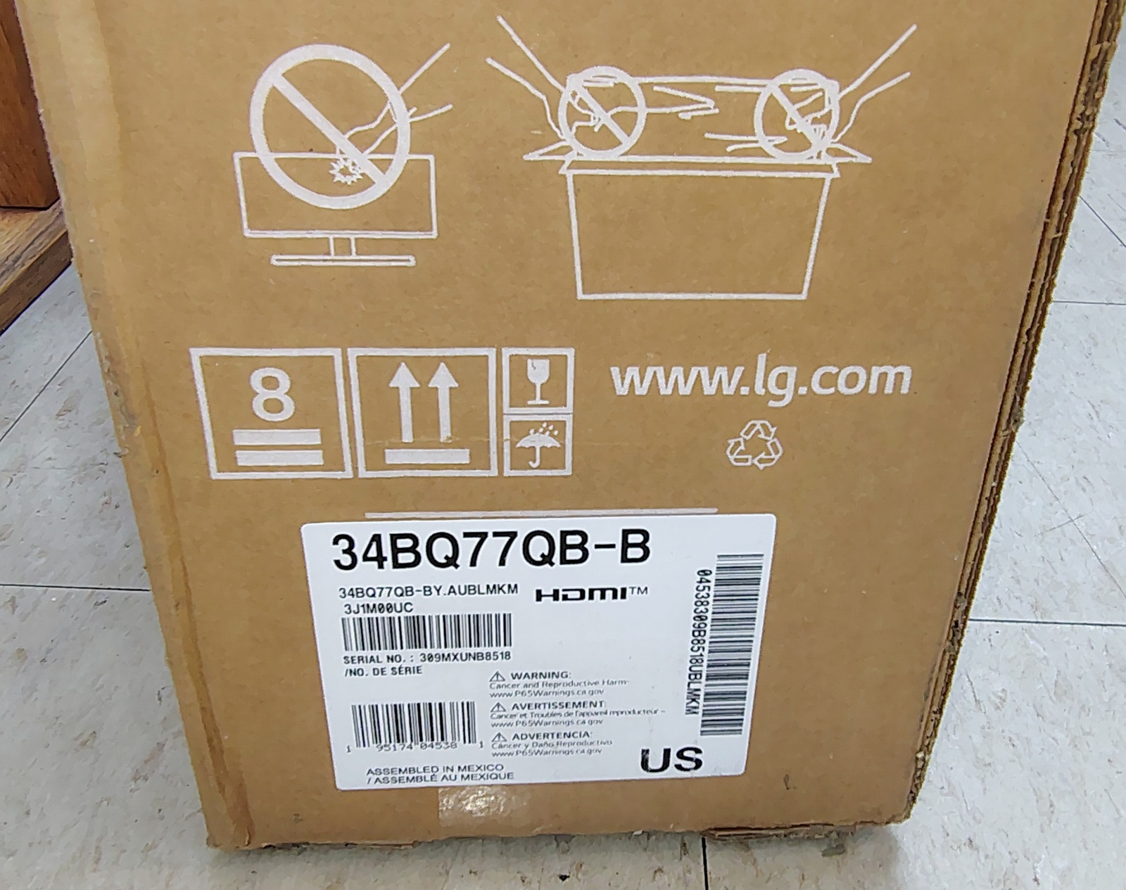 LG 34BQ77QB-B 34" UltraWide Curved Monitor Original OEM Box Foam Packaging Set - Image 20